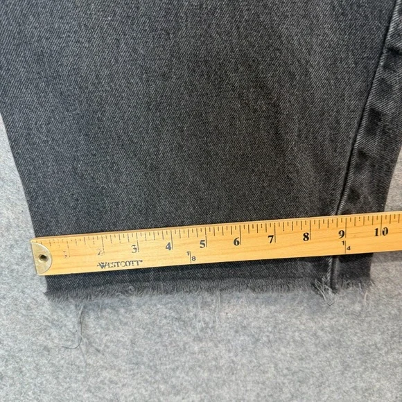 VTG Hugo Boss Baggy Jeans Mens 32 32x28 Frayed Raw Hem 90s Relaxed Black Pants